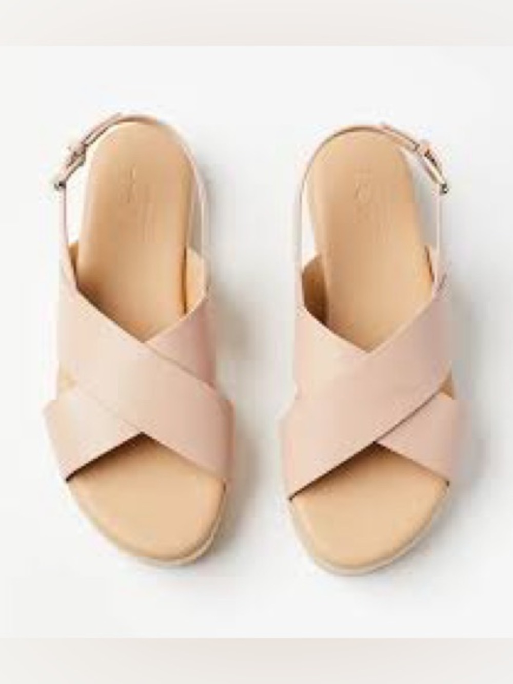 Loft Leather Cross Strap Espadrille Sandal Nude Blush Pink Size 8.5 Spring